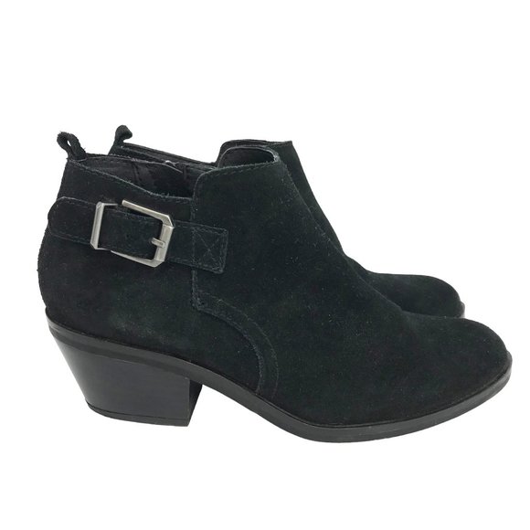 White Mountain Shoes - WHITE MOUNTAIN Ankle Booties Womens 7M  Wedge Black Suede Side Zipper